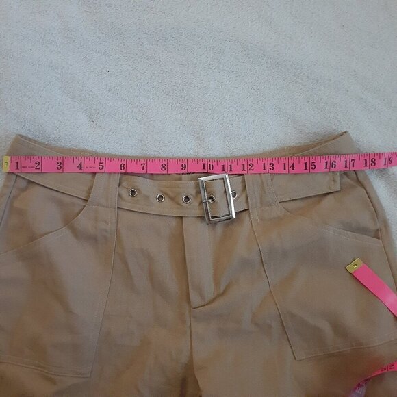 Princess Polly Women's Size 8 Khaki Beige Belted Wide Leg Utility Pants - Picture 11 of 13